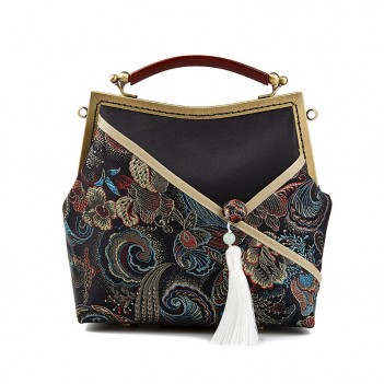 Retro style cheongsam bag | Chinese style handbag | all-match silk bag | stitching tassel bag | handmade bag butterfly love flower