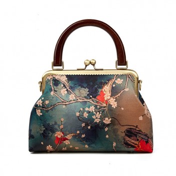 Retro style silk cheongsam bag mulberry silk handbag messenger bag handmade silk bag Gurixiang printed female bag