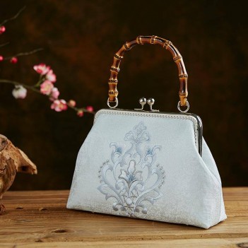 Renaissance style embroidered flower portable cheongsam bag female slub bag handmade bag