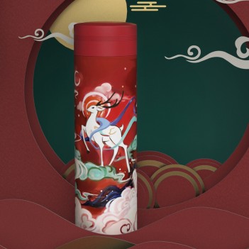 Unique Logo Design Stainless Steel Vacuum Thermos Printing Chinese Style Vacuum Thermos High-End Gifts Bottles