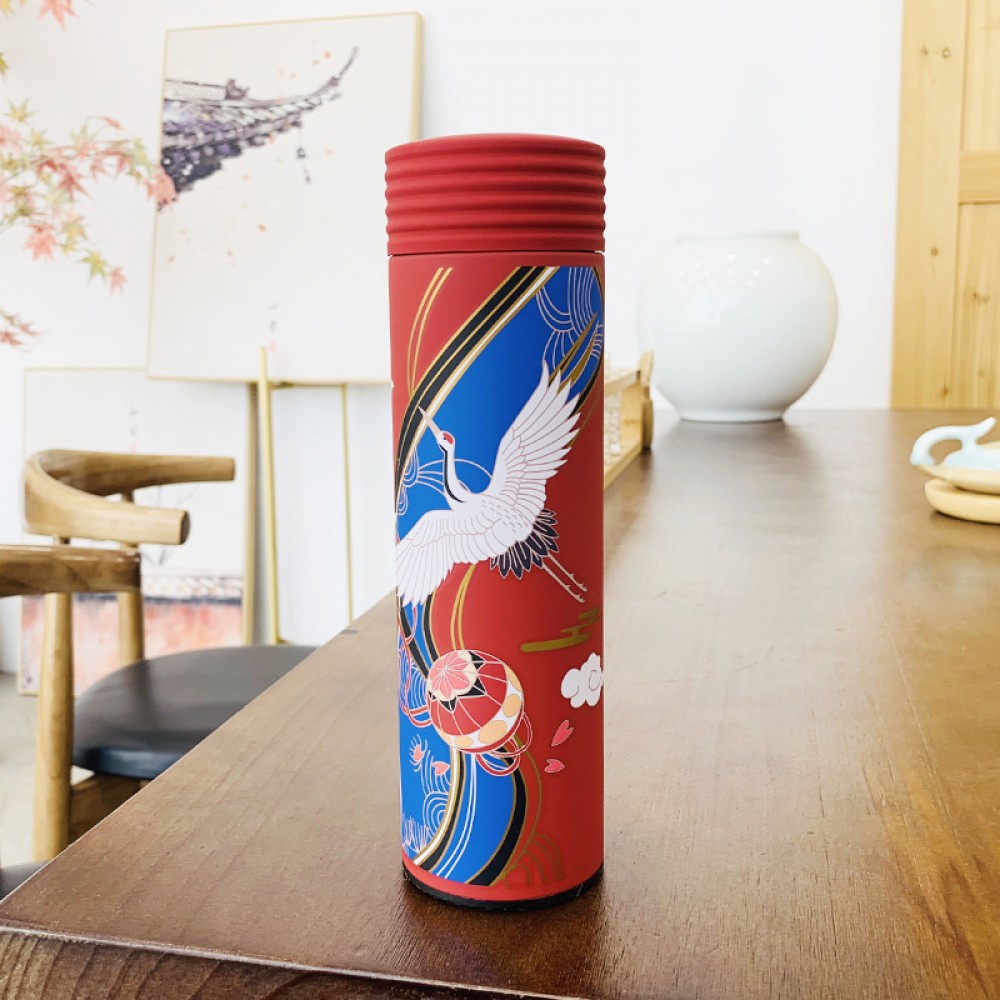  Stainless Steel Vacuum Thermos Printing Chinese Style Vacuum Thermos High-End Gifts Bottles