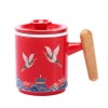 Guochao Ceramic Office Cup Tea And Water Separating Tea Cup Filter Mug With Lid Crane Pattern Creative Water Cup