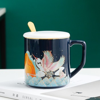 Internet Celebrity Chinese Style Ceramic Mug Creative Gold-painted Mug Office Tea Cup