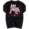 Chinese style lion embroidered short sleeve T-shirt black