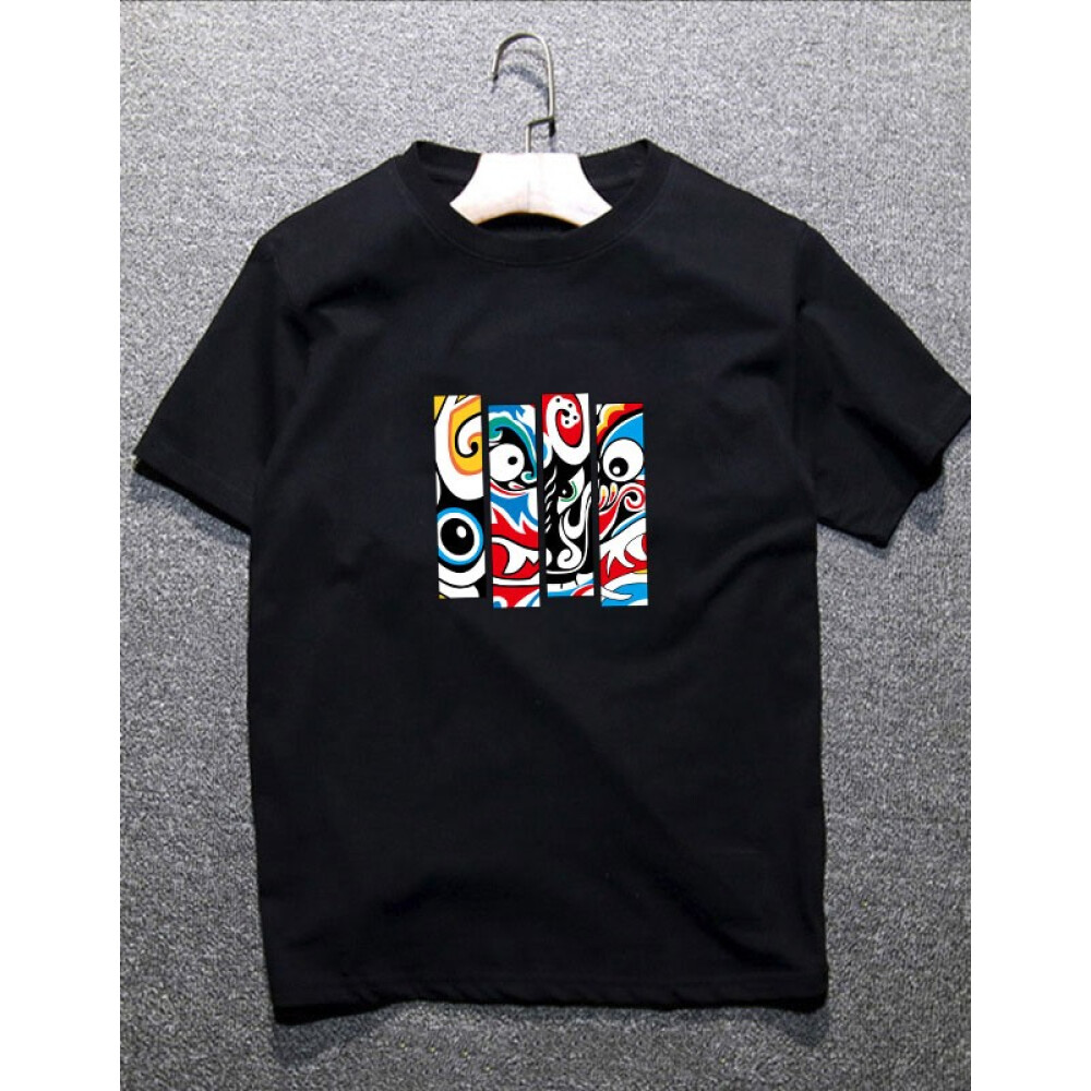 Chinese style summer new T-shirt national tide face black
