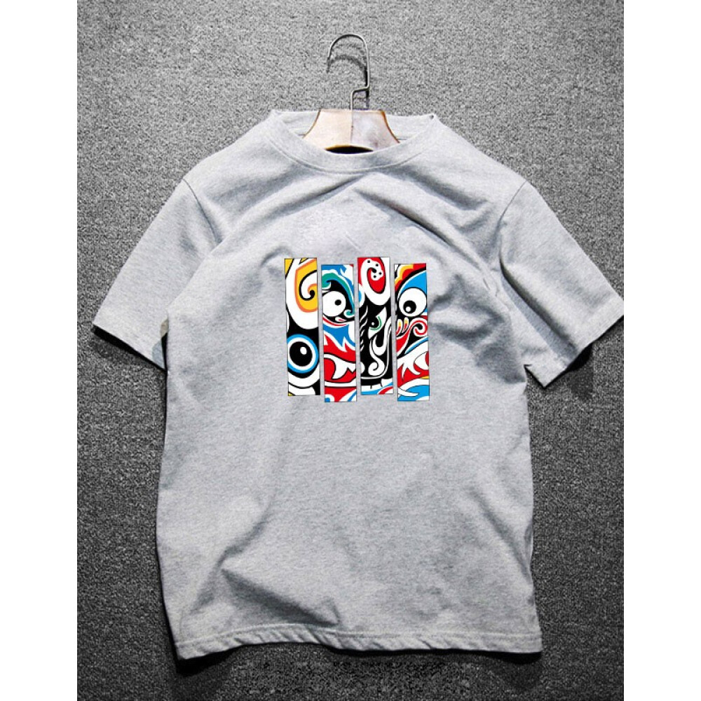 Chinese style summer new T-shirt national tide face gray